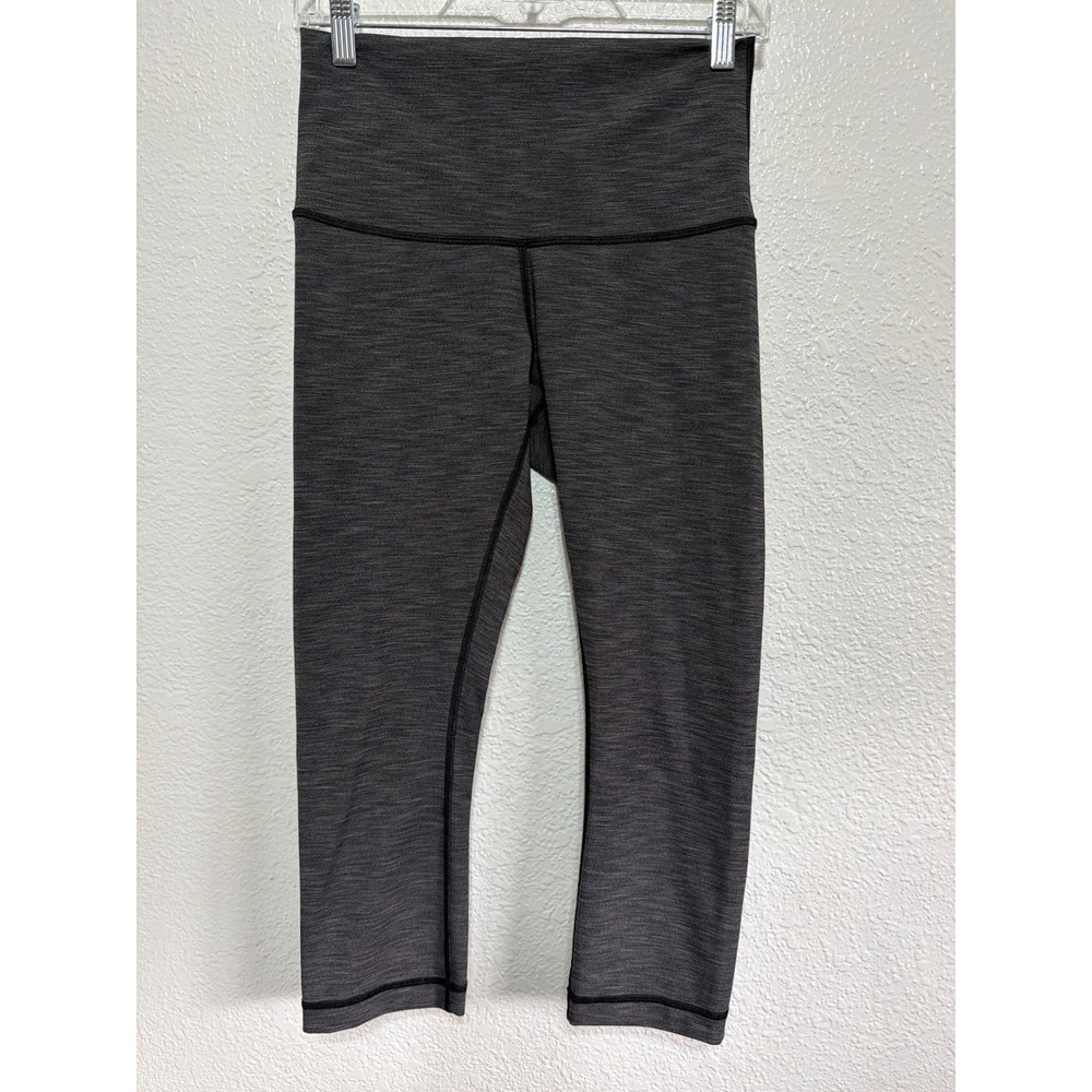 Lululemon Wunder Under Crop High Rise Leggings Space Dye Heathered Black Size 8